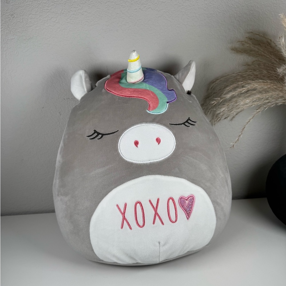 Squishmallows Gray Unicorn Plush with Colorful Horn